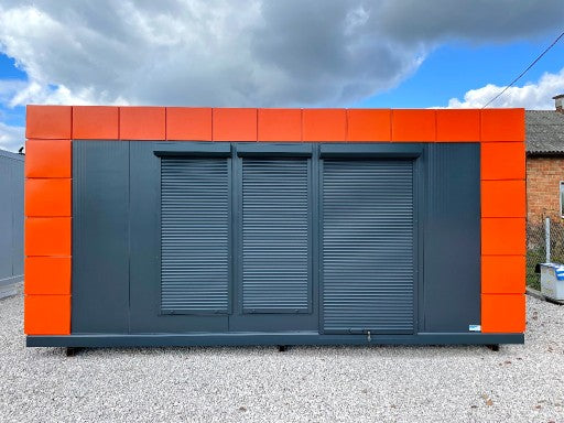 Contenedores Ejido Ufficio Contenitore 6x3 m Facciata Vetrata Grigio Rosa