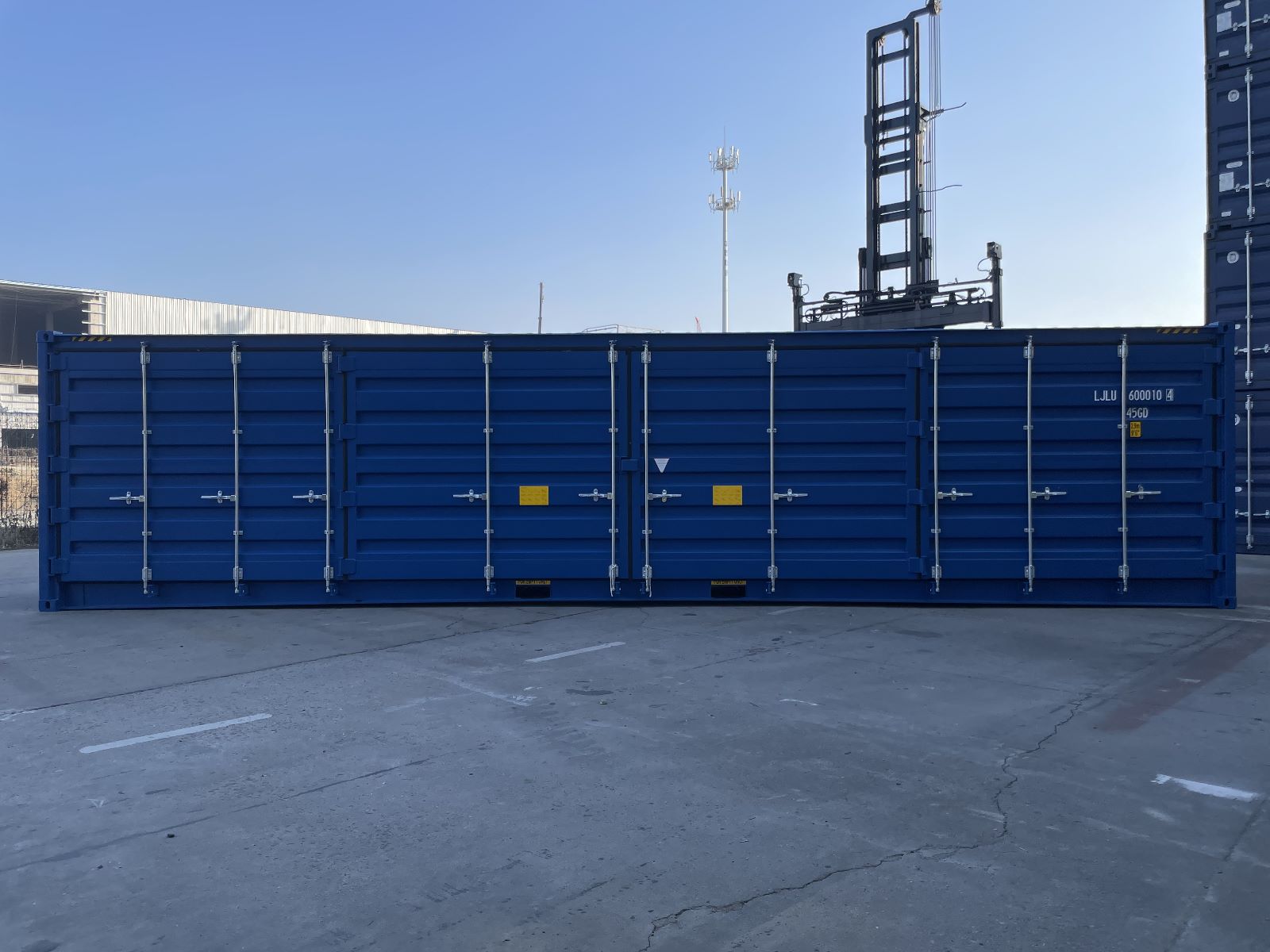 Contenedores Ejido Contenitore Marittimo 40’ Open Side Blu Lato Aperto