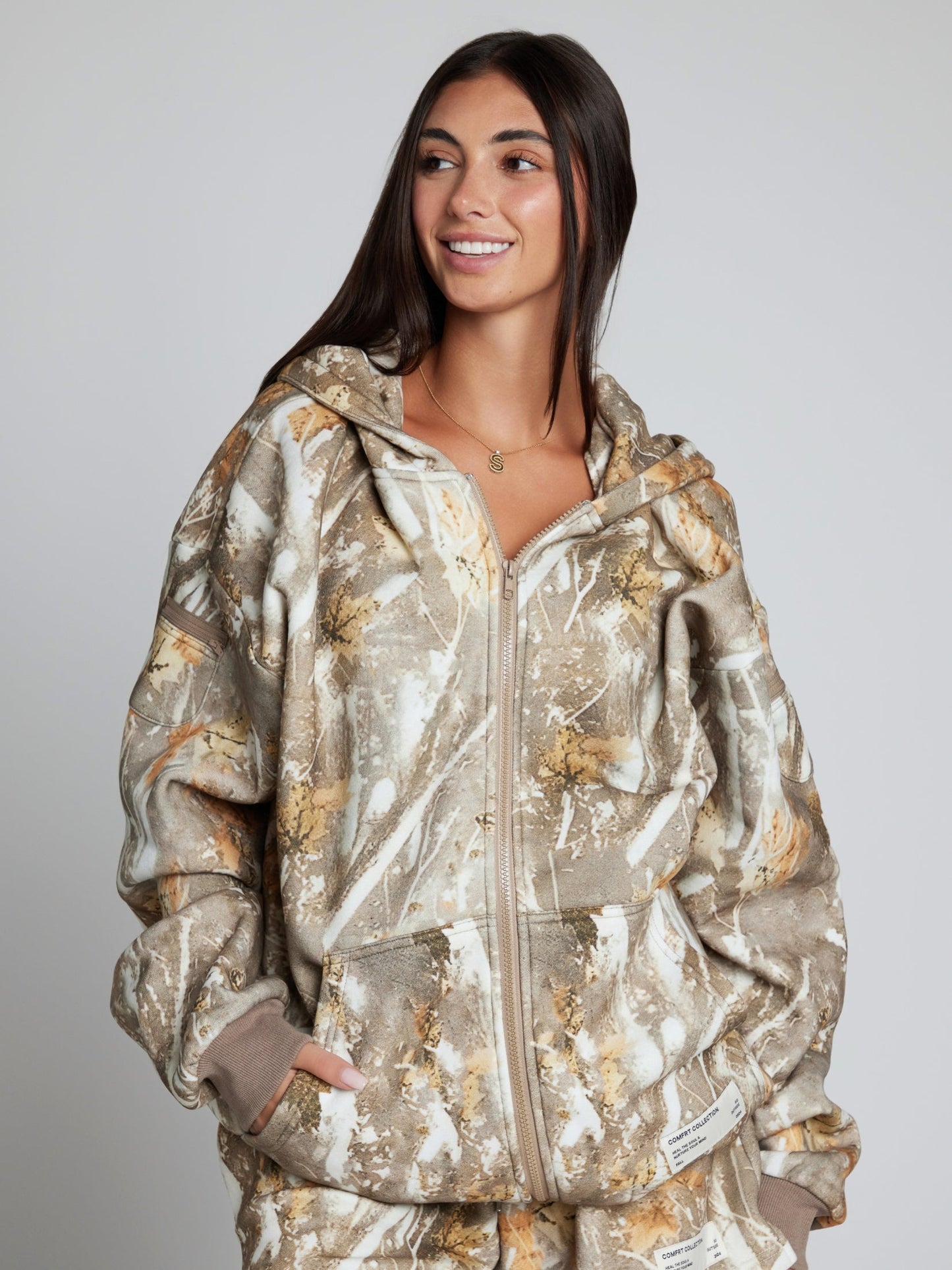 Comfrt Camo Zip Hoodie CloudTouch Fleece Oversized Unisex