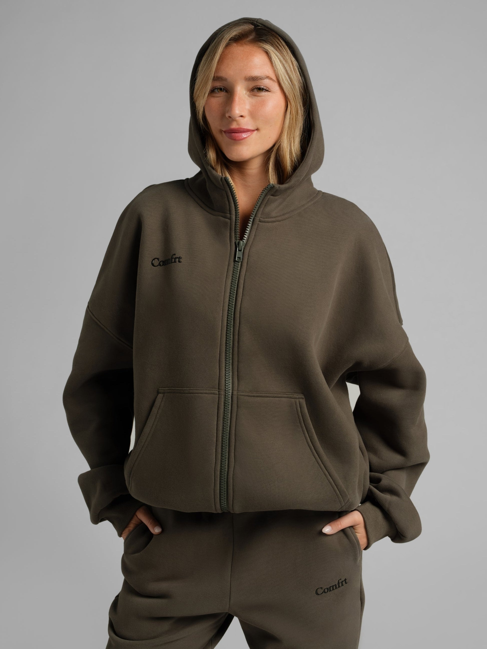 Comfrt Cloud Zip Hoodie Oversized Unisex Cotton Comfort