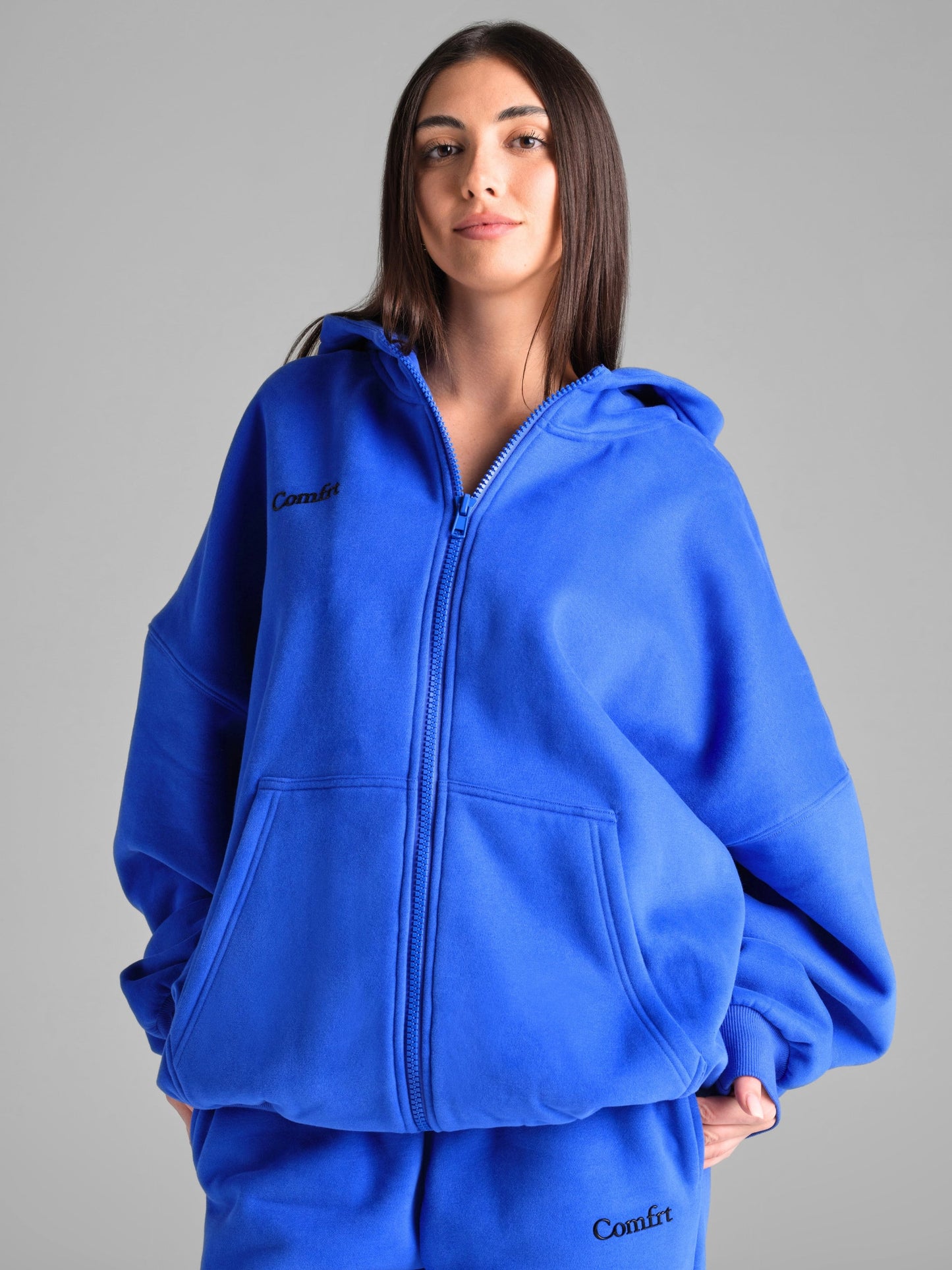 Comfrt Cloud Zip Hoodie Oversized Unisex Cotton Comfort
