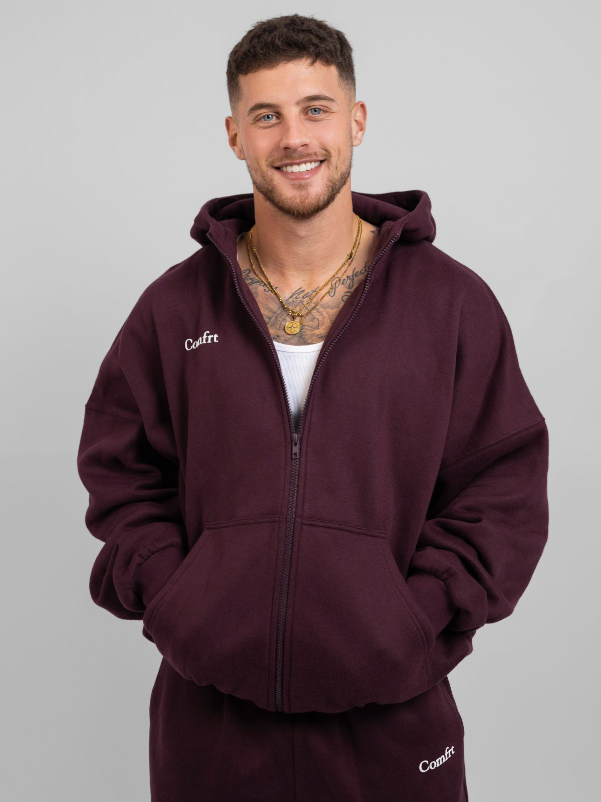 Comfrt Cloud Zip Hoodie Oversized Unisex Cotton Comfort