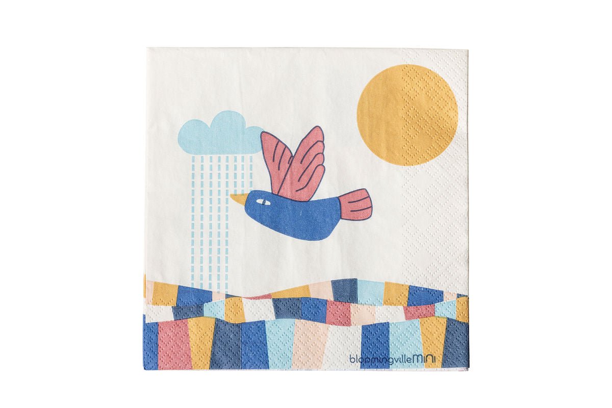 Luxusbetten24 Birdy Kinder-Servietten Naturfarbenes Papier 20er-Set für Kinder