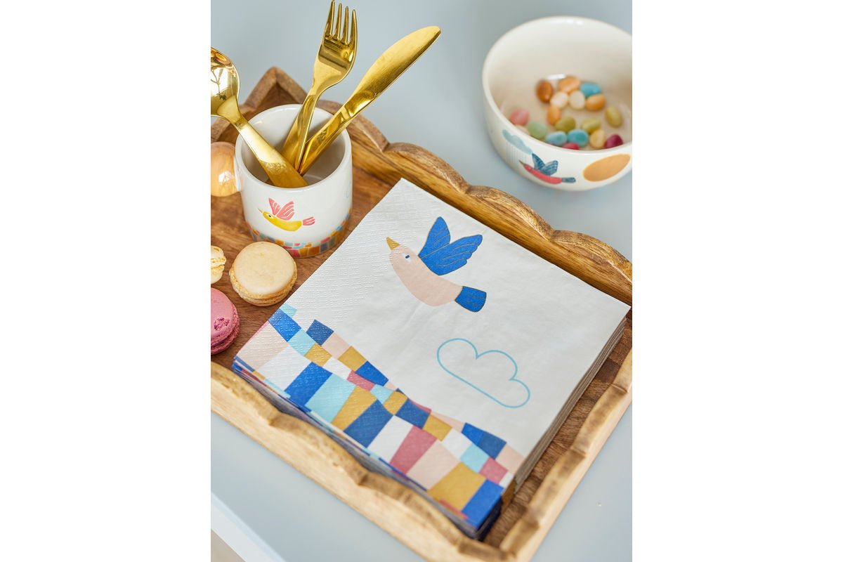 Luxusbetten24 Birdy Kinder-Servietten Naturfarbenes Papier 20er-Set für Kinder