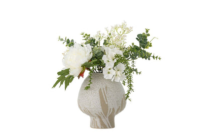 Künstlicher Blumenstrauß Sirmione – Weiße Chrysantheme mit Grünakzenten