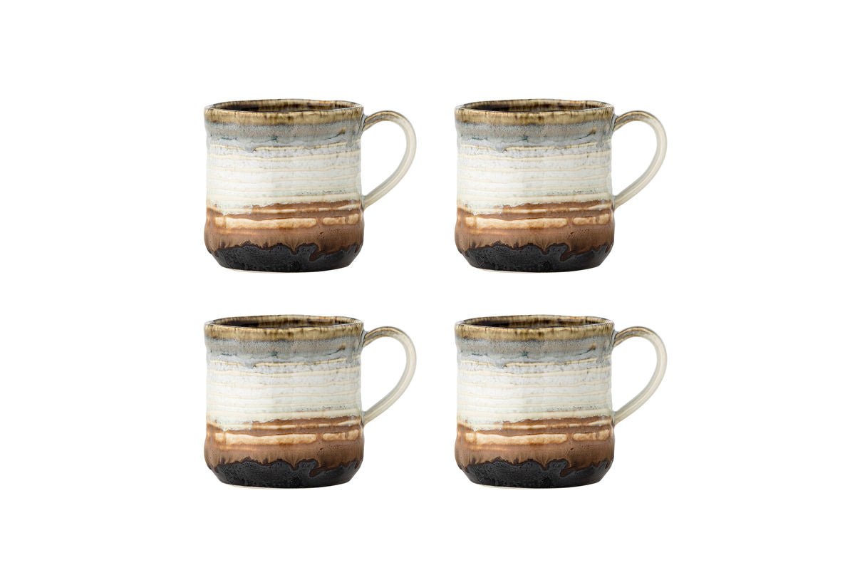 Becher-Set Avena – Reaktive Glasur mit vertikaler Struktur (4er-Set)