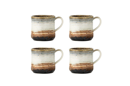 Becher-Set Avena – Reaktive Glasur mit vertikaler Struktur (4er-Set)
