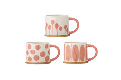Becher-Set „Linora“ – Roséfarbenes Steingut (3‑teilig)