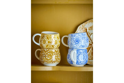 Eirvik Becher-Set Blau Orange Steingut 4-teilig für den Alltag