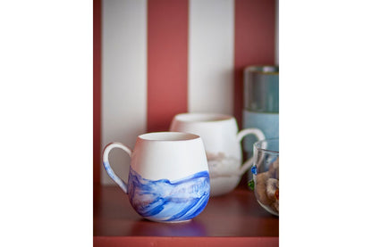 Becher-Set Fjordé Natur-Blau Steingut 4-Teilig für Zuhause Wohnzimmer