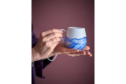 Becher-Set Fjordé Natur-Blau Steingut 4-Teilig für Zuhause Wohnzimmer
