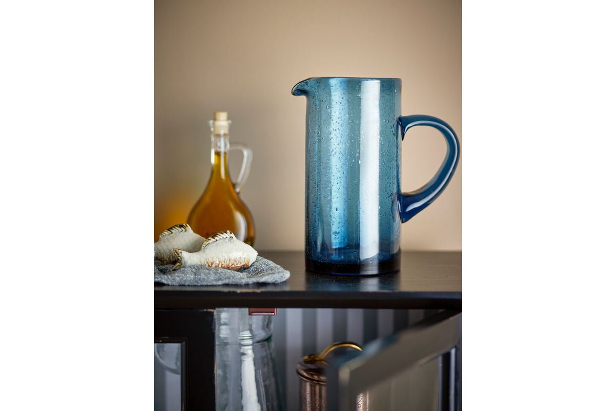 Krug Lecler Handgefertigtes Mundgeblasenes Glas Design Blau Dekorativ