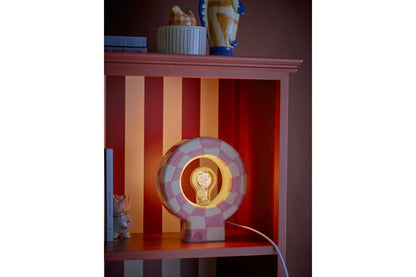Luxusbetten24 Halligalli Tischlampe, Kariert Aus Steingut, Rosa/Gelb