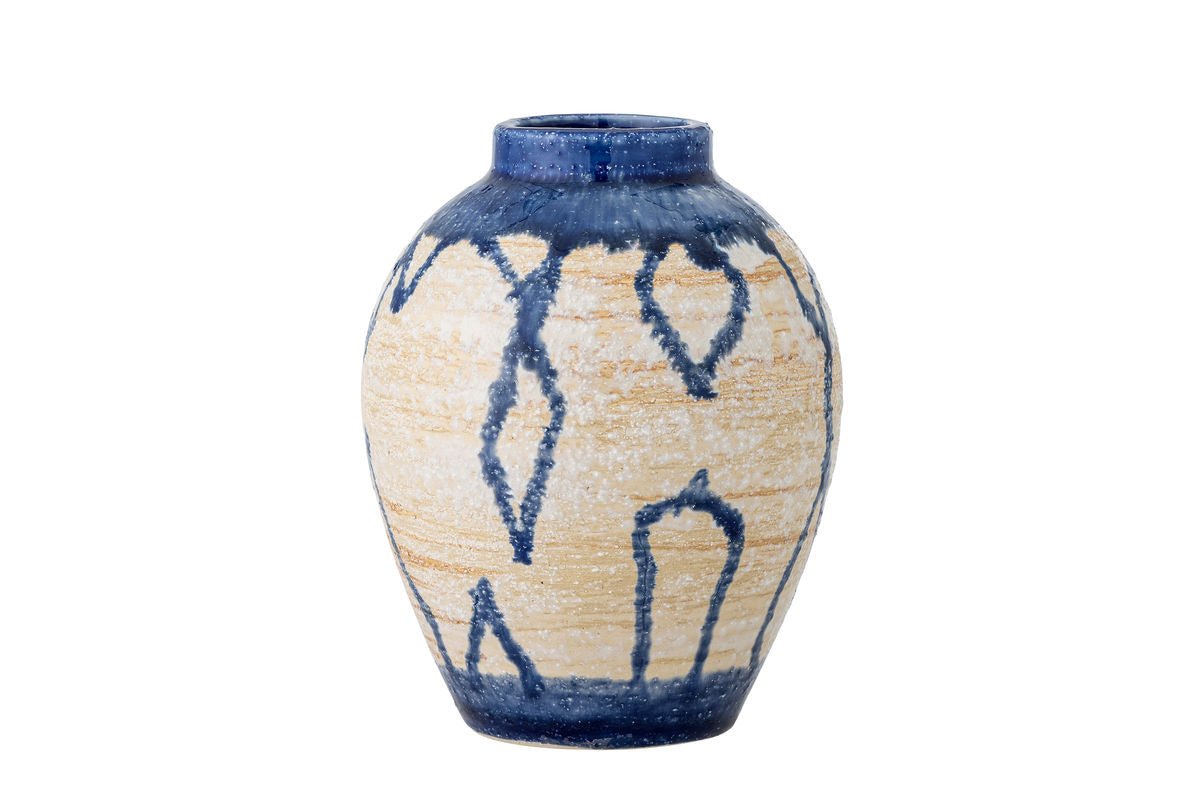 Luxusbetten24 Avero Vase – Blaues Steingut Handgefertigt