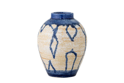Luxusbetten24 Avero Vase – Blaues Steingut Handgefertigt