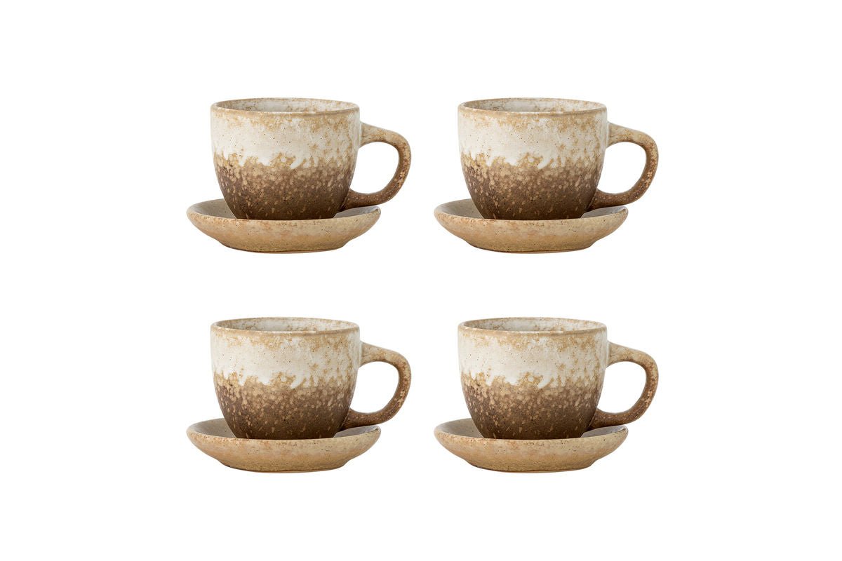 Becher-Set Svale – Beige Braun Steingut (4-Teilig)