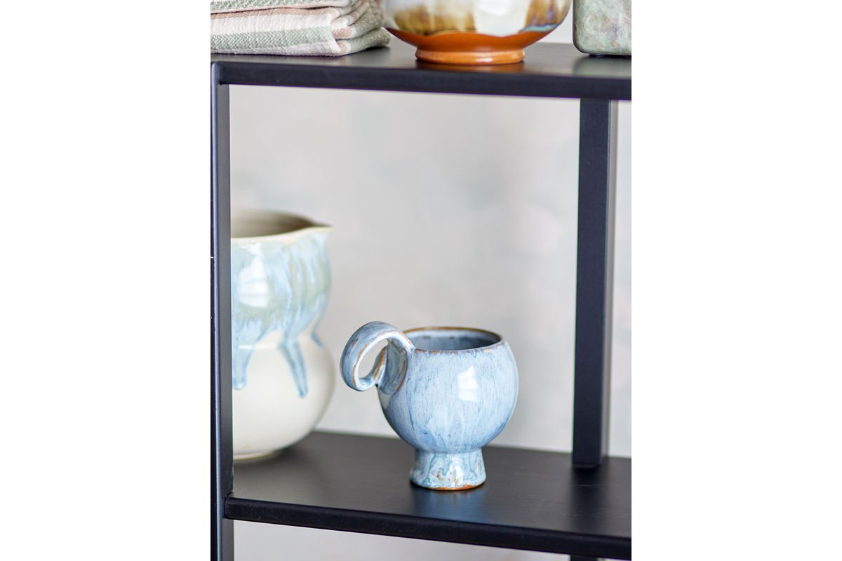 Becher-Set Haldin – Blaues Steingut (4‑teilig)