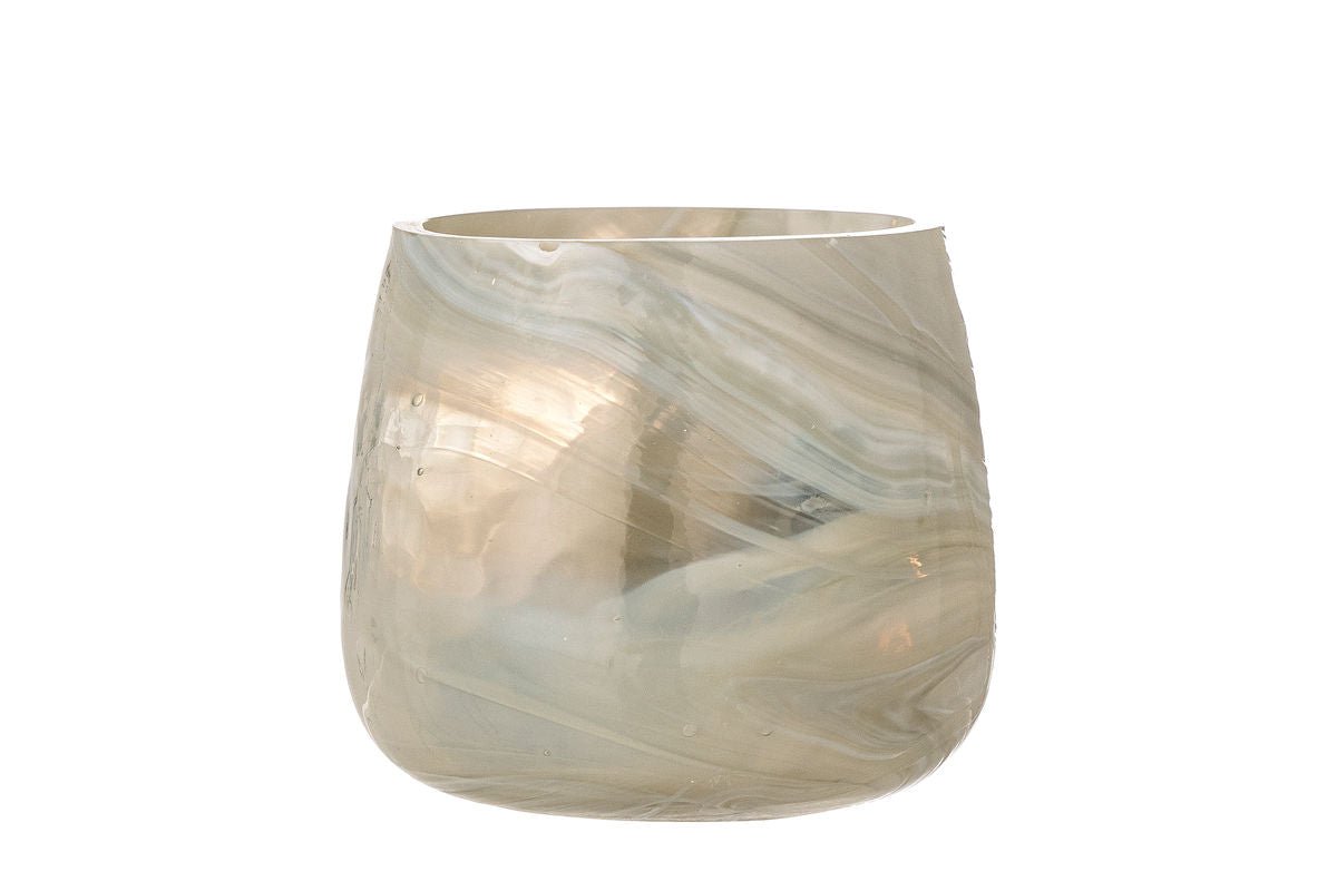 Luxusbetten24 Stanly Teelichthalter aus recyceltem Glas, Marmoreffekt Design