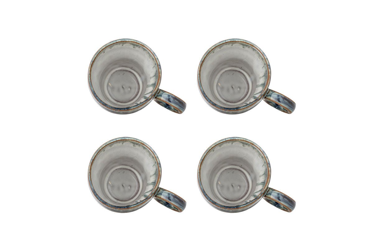 Ravéa Becher-Set aus Blauem Steingut 4‑teilig für Kaffee