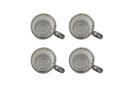 Ravéa Becher-Set aus Blauem Steingut 4‑teilig für Kaffee