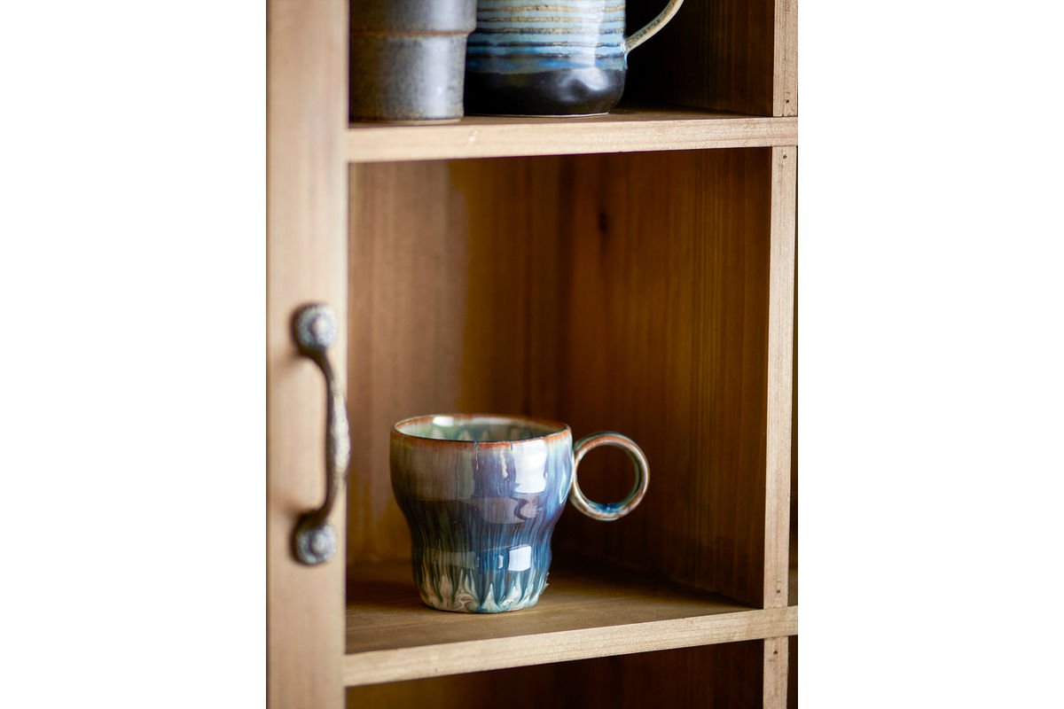Ravéa Becher-Set aus Blauem Steingut 4‑teilig für Kaffee