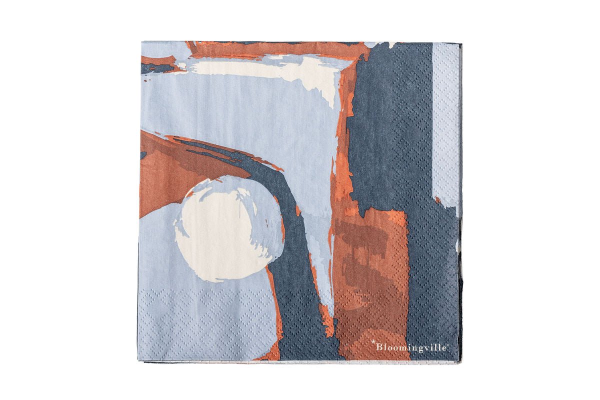 Luxusbetten24 Olea Papierservietten Blau 33×33 cm 20 Stück Grafisches Design