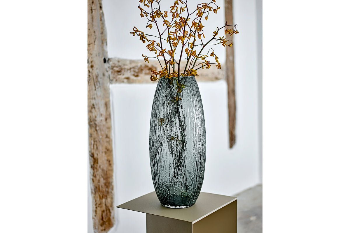 Luxusbetten24 Vase „Smoky Water“ Dekoratives Handgefertigtes Glas, Blau/Grau