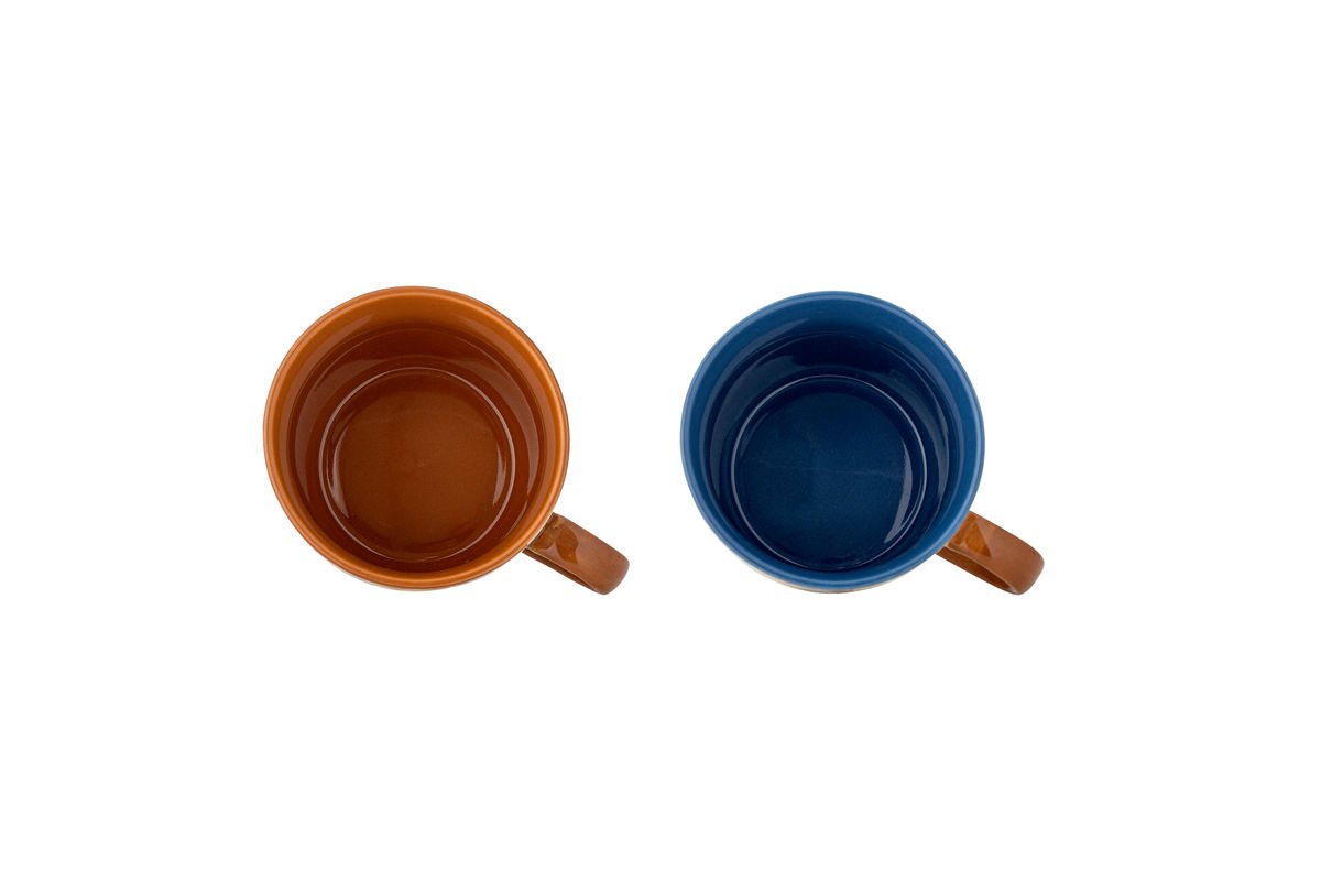 Luxusbetten24 Salen Becher-Set Buntes Steingut 2‑teilig für Getränke