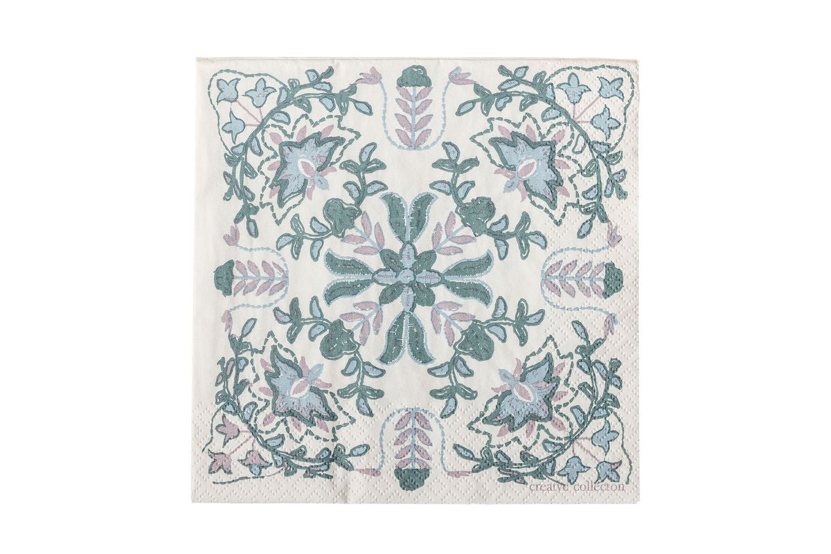 Florine Papierservietten Blau – 33×33 cm, 20 Stück, Blumenmuster