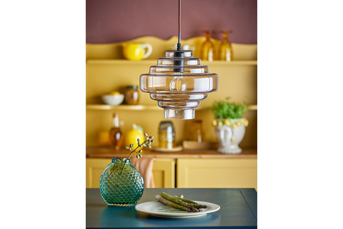 Luxusbetten24 Aruna Pendelleuchte, Braun, Glas in Organischer Form