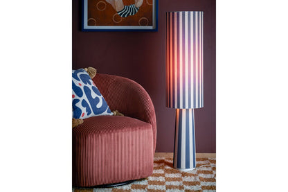 Stehlampe Feli – Blau, Velours-Schirm