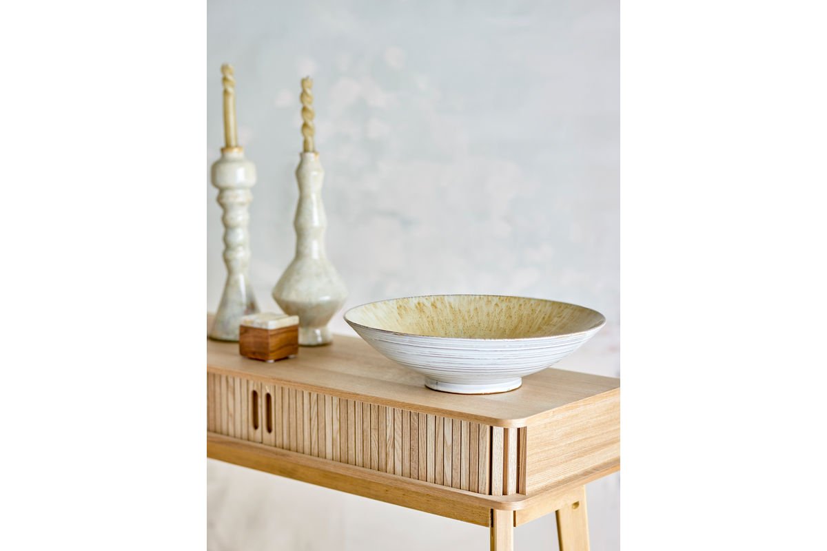 Sorin Elegante Handgefertigte Schale aus Steingut, Natur, Dekorativ