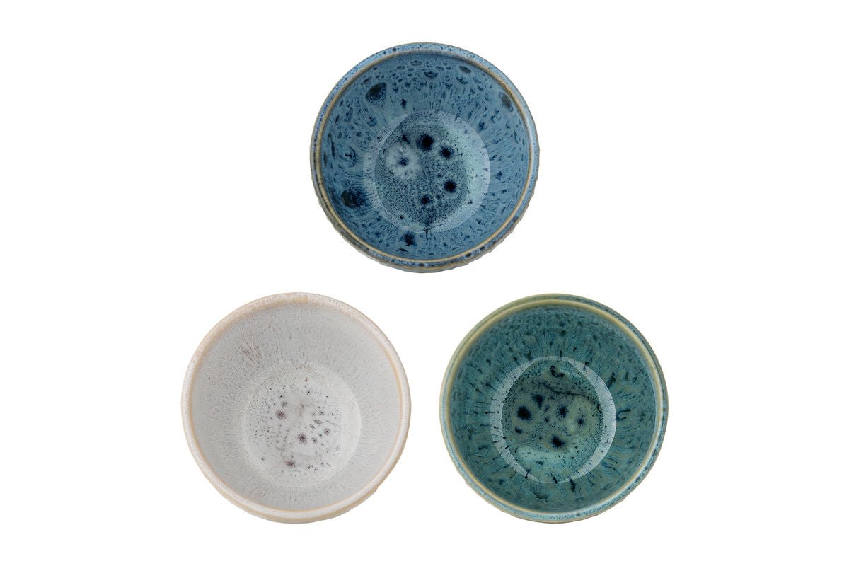 Luxusbetten24 Vexan Schale Aus Steingut 3er Set Blau/Natur