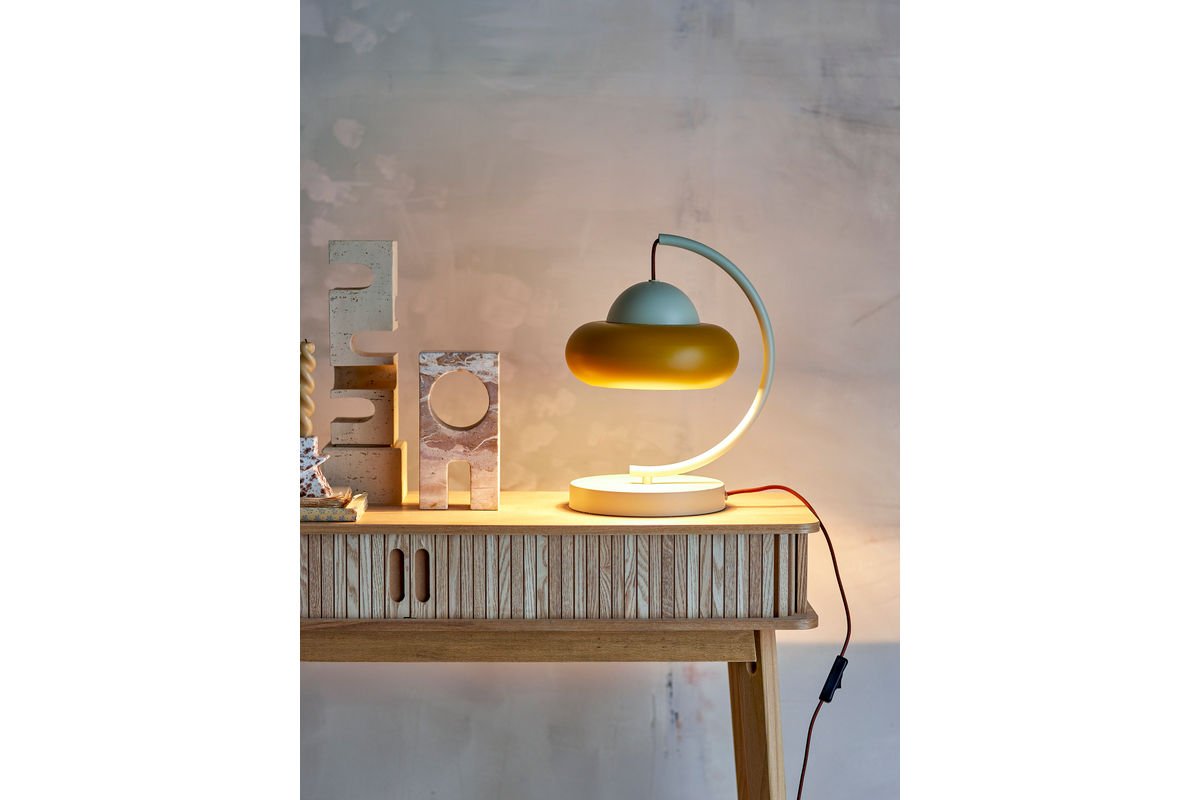 Duckbert Design Tischlampe aus Metall – Grau/Gelb