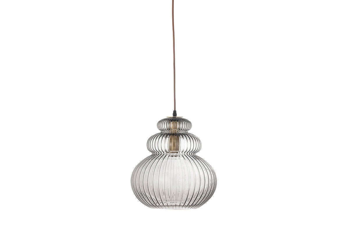Pendelleuchte Dana – Graues Glas mit goldener Fassung