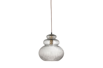 Pendelleuchte Dana – Graues Glas mit goldener Fassung