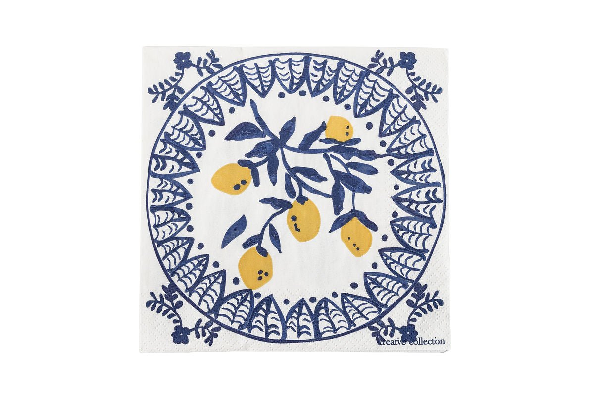 Luxusbetten24 Azzura Papierservietten, Mediterranes Design, Blau, 33 × 33 cm, 20 Stück