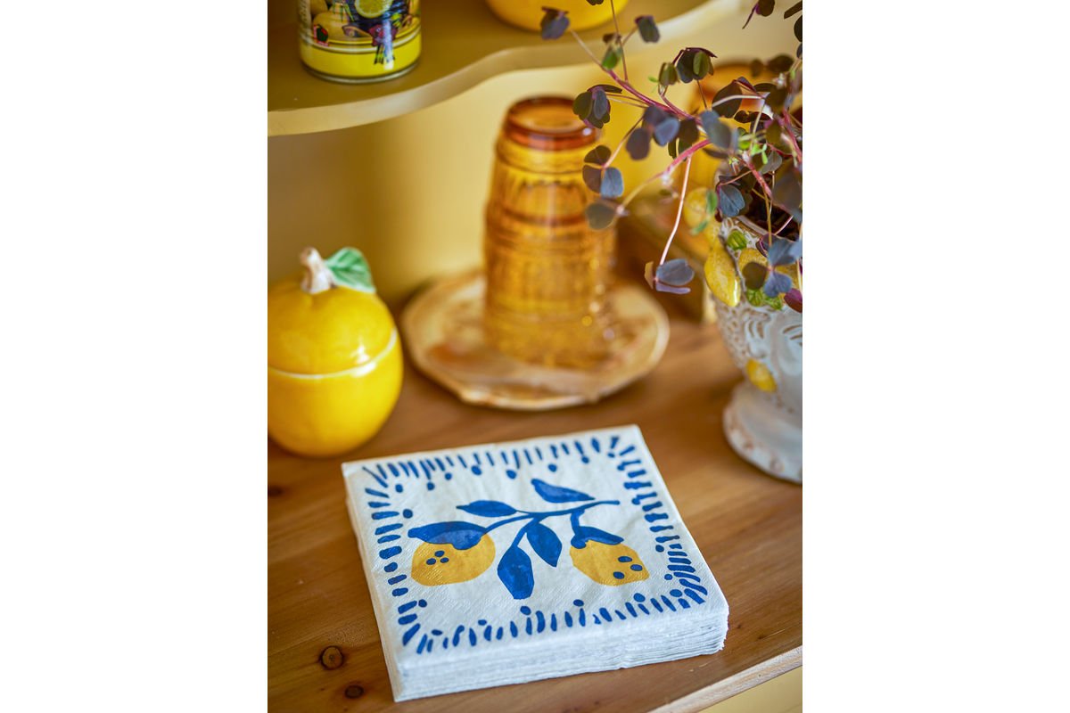 Luxusbetten24 Azzura Papierservietten, Mediterranes Design, Blau, 33 × 33 cm, 20 Stück