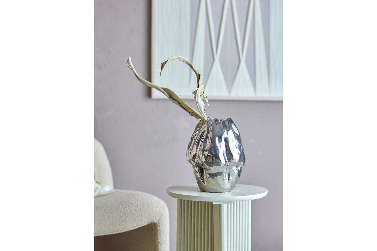 Argon Vase Silbernes Steingut Silber Design