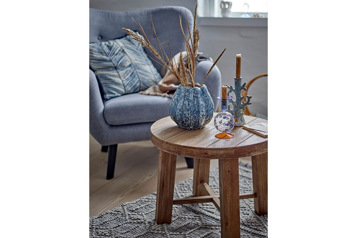 Kerzenhalter Fuad – Mundgeblasenes Glas in Blau & Bernstein