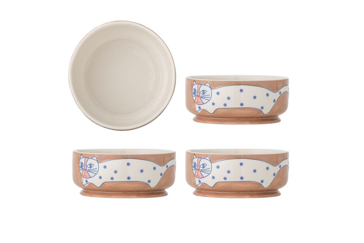 Aldra Schalen-Set Katzenmotiv Steingut 4‑teilig, Bunt für Katzenliebhaber