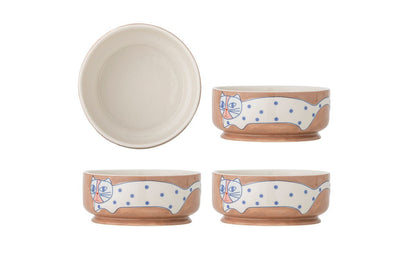 Aldra Schalen-Set Katzenmotiv Steingut 4‑teilig, Bunt für Katzenliebhaber