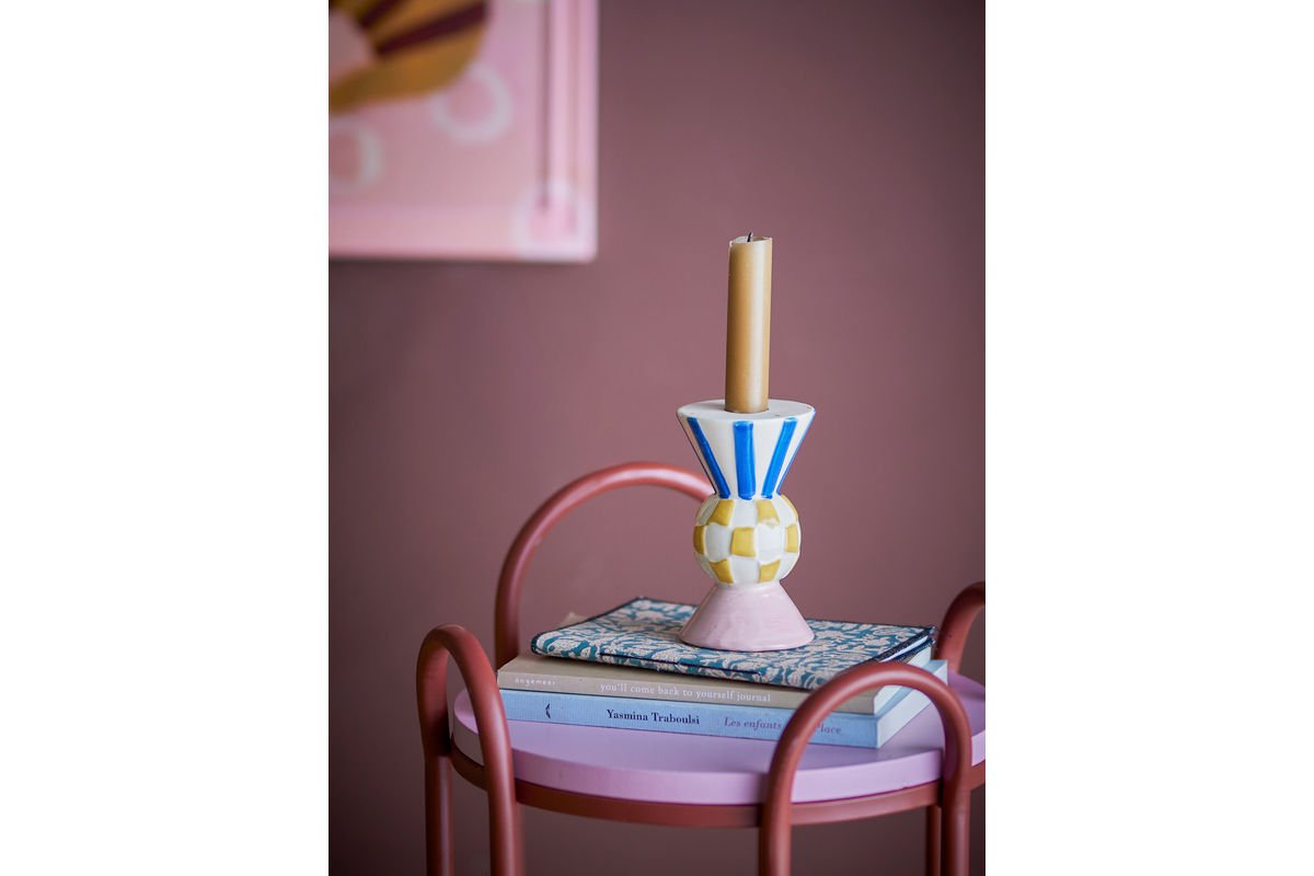 Luxusbetten24 Circle Circus Kerzenhalter aus Steingut, Bunt Design