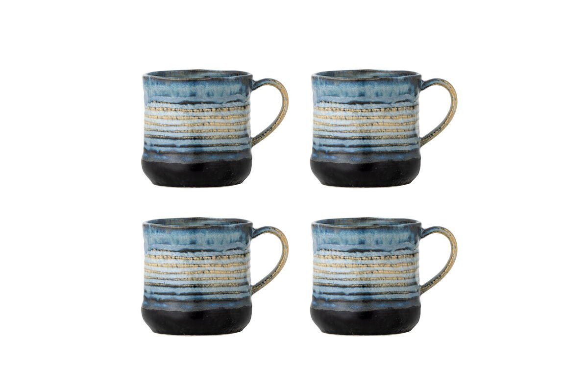 Becher-Set Avena – Reaktive Glasur mit vertikaler Struktur (4er-Set)