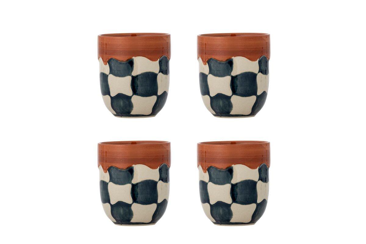Tassen-Set „Karomaro“ – handbemaltes Steingut (4-teilig)