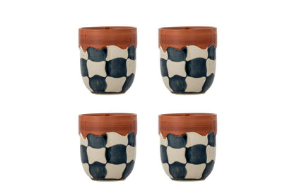 Tassen-Set „Karomaro“ – handbemaltes Steingut (4-teilig)