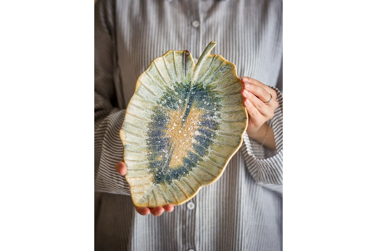 Luxusbetten24 Sunae Servierplatte aus Steingut, Blau