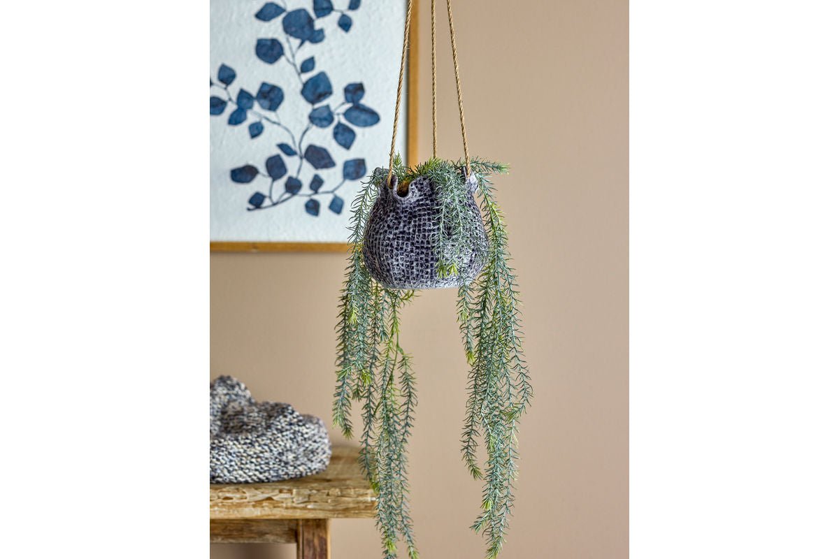 Luxusbetten24 Nalia Hängeblumentopf – Blaues Steingut, Stil Blau, Dekorativ