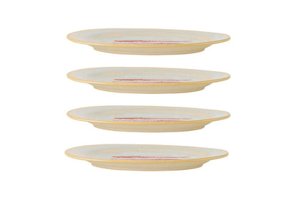 Luxusbetten24 Maris Teller-Set – Steingut mit Fischmotiv, 4er-Set, Rot