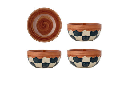 Luxusbetten24 Tavira Schalen‑Set Buntes Steingut 4‑teilig Bunt Dekor